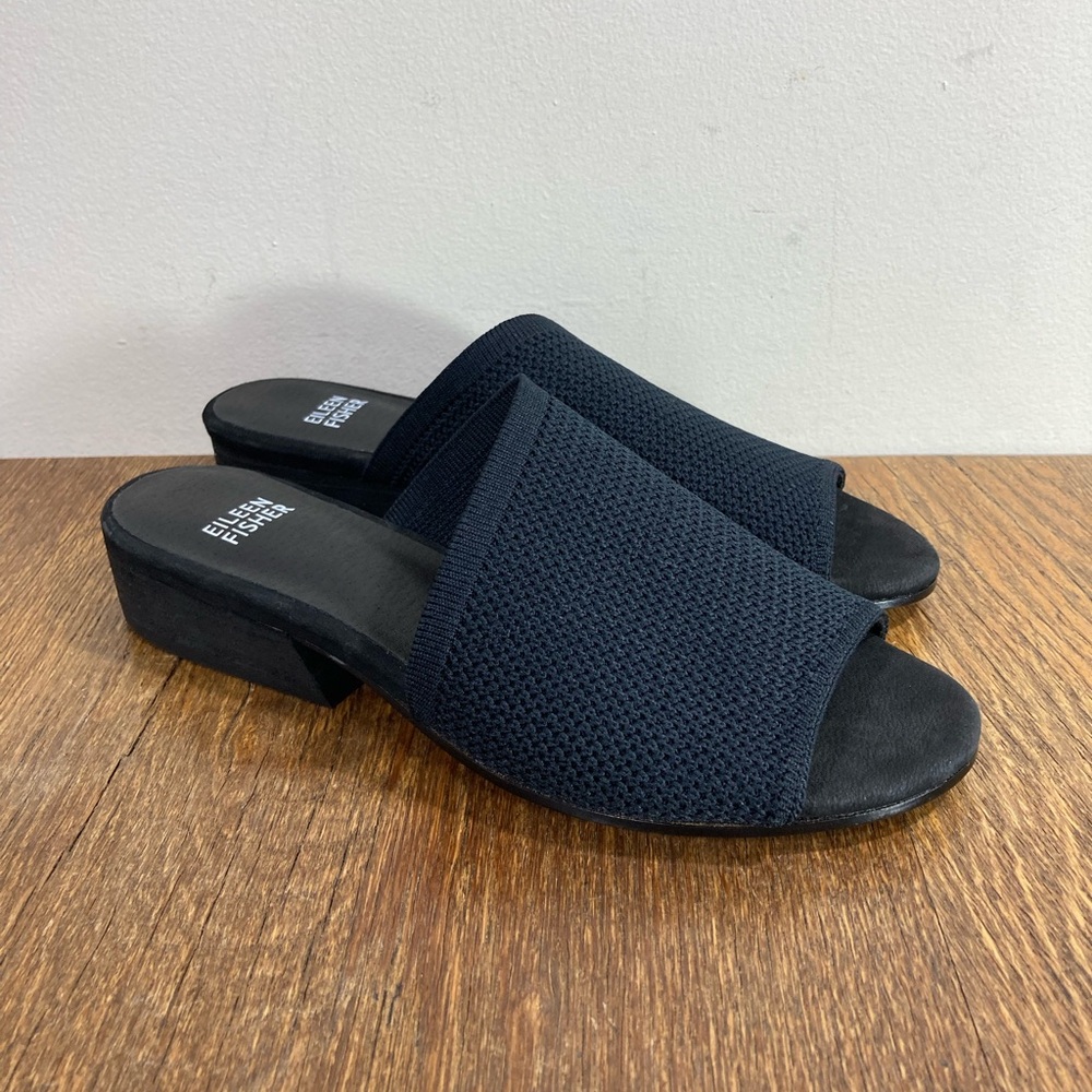 Eileen Fisher Noko Stretch Knit Asymmetrical Sandal Women’s Size 7 Black NWOT